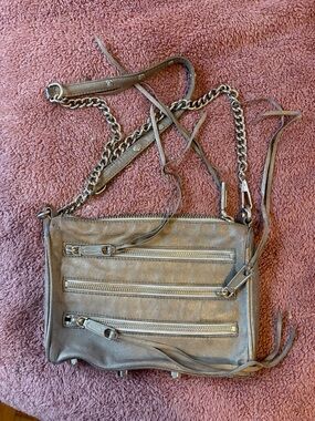 Rebecca Minkoff Metallic Taupe Triple-Zip Crossbody